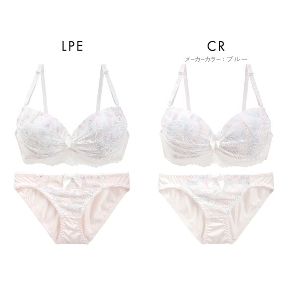 ピュアシェリ フラワーシフォン×カバーレース ブラセット ABCD 谷間 脇寄せ 盛り胸 ブラジャー ショーツ セット PURECHERIE