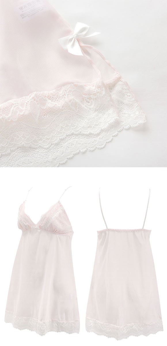 ピュアシェリ フェアリーフリル リボン通し キャミ＆タップパンツ セットアップ M L 上下セット スリップ ベビードール PURECHERIE
