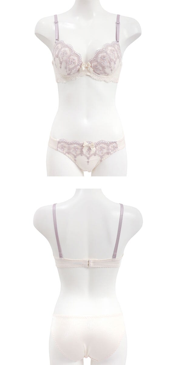 ピュアシェリ 3色小花アーチ ブラセット ABCD ブラセット ABCD 谷間 盛り 脇寄せ ブラジャー ショーツ セット PURECHERIE