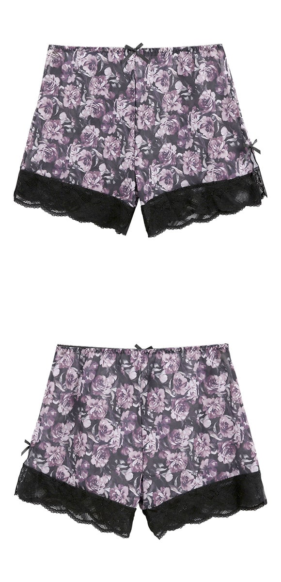 ピュアシェリ ローズプリントシフォン キャミ＆タップパンツ セットアップ M L 上下セット スリップ ベビードール PURECHERIE