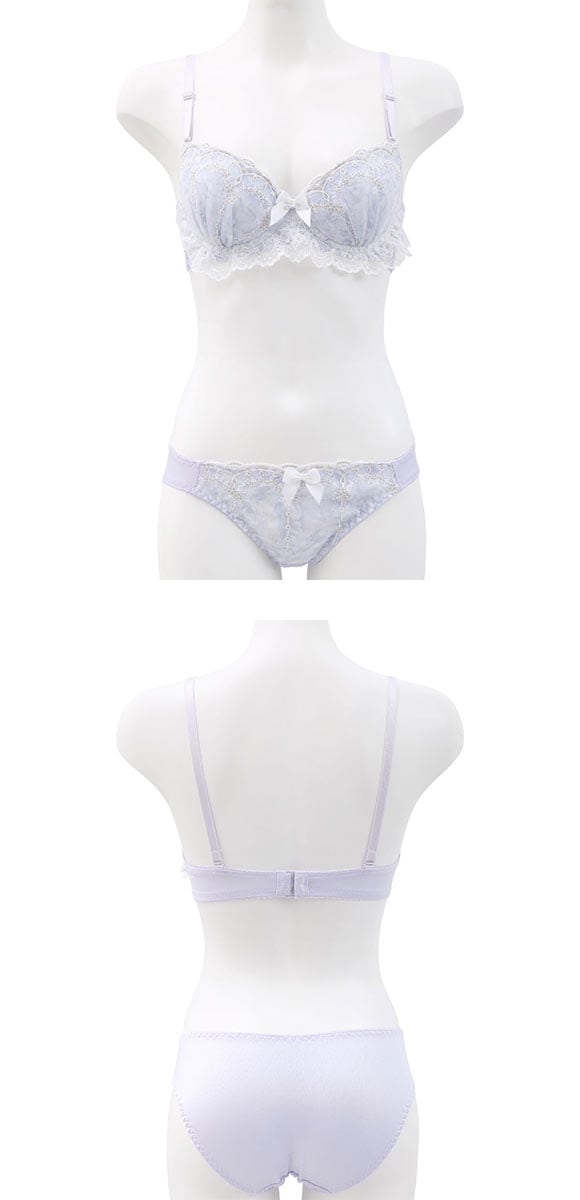 ピュアシェリ フラワーシフォンラメ ブラセット ABCD 谷間 脇寄せ 盛り胸 ブラジャー ショーツ セット PURECHERIE