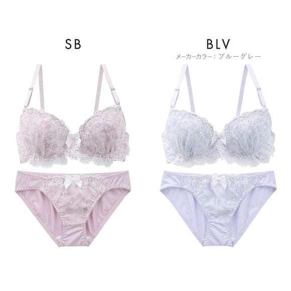 ピュアシェリ フラワーシフォンラメ ブラセット ABCD 谷間 脇寄せ 盛り胸 ブラジャー ショーツ セット PURECHERIE