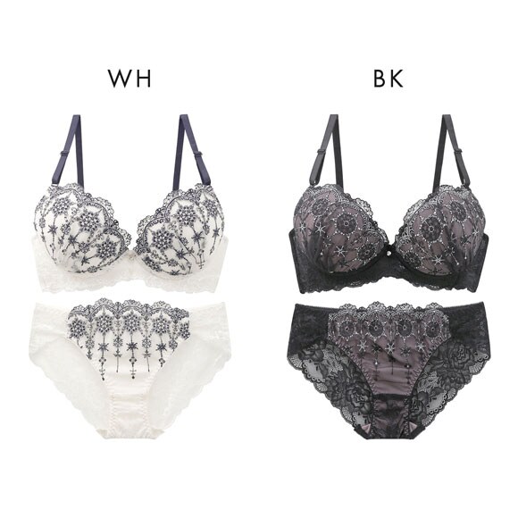 ウィンターコレクション 脇高ラメチュール ブラジャー ショーツ セット 脇高 ラメフラワー 大きいサイズ Winter Collection