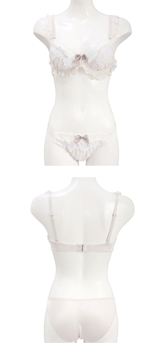 ピュアシェリ スウィートシフォンフリル×ケミカル ブラセット ABCD 谷間 盛り 脇寄せ ブラジャー ショーツ セット PURECHERIE