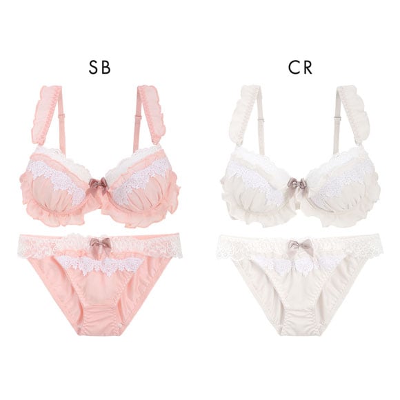 ピュアシェリ スウィートシフォンフリル×ケミカル ブラセット ABCD 谷間 盛り 脇寄せ ブラジャー ショーツ セット PURECHERIE