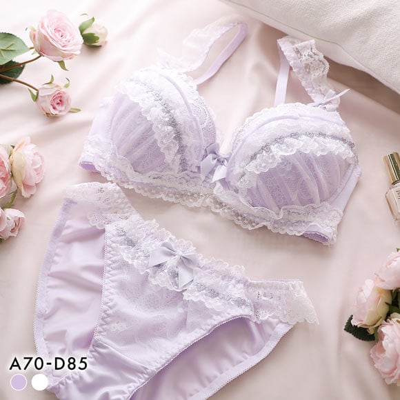 ピュアシェリ 脇高 ハーフレースリボン ブラセット ABCD 谷間 盛り 脇寄せ ブラジャー ショーツ セット PURECHERIE