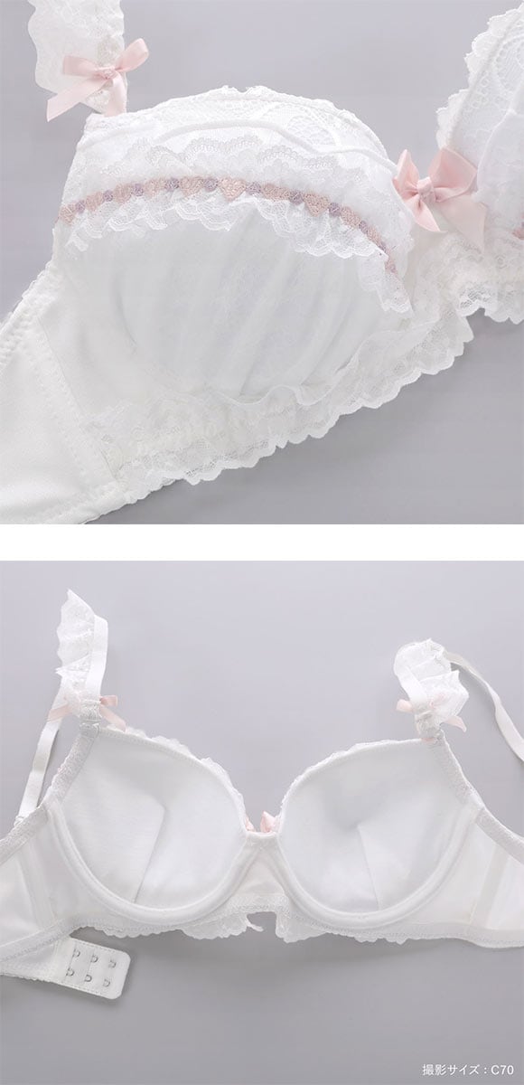 ピュアシェリ 脇高 ハーフレースリボン ブラセット ABCD 谷間 盛り 脇寄せ ブラジャー ショーツ セット PURECHERIE