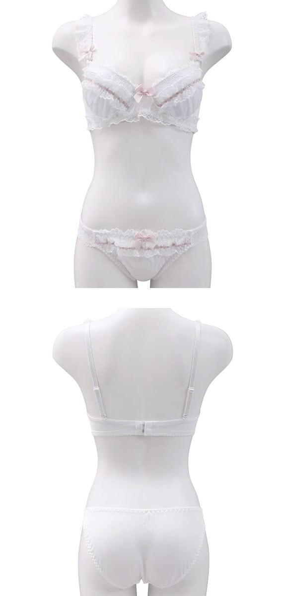 ピュアシェリ 脇高 ハーフレースリボン ブラセット ABCD 谷間 盛り 脇寄せ ブラジャー ショーツ セット PURECHERIE