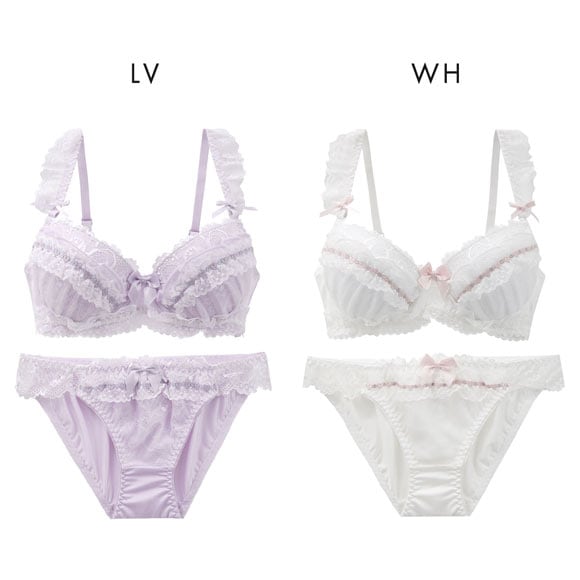 ピュアシェリ 脇高 ハーフレースリボン ブラセット ABCD 谷間 盛り 脇寄せ ブラジャー ショーツ セット PURECHERIE