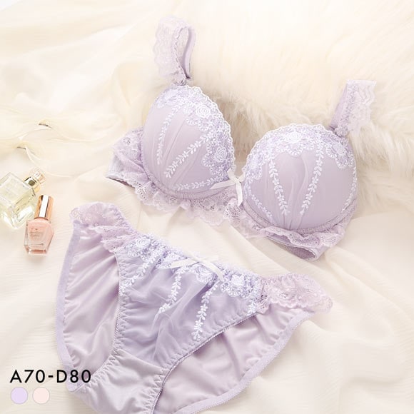 ピュアシェリ ロマンティックローズ ブラセット ABCD 谷間 盛り 脇寄せ ブラジャー ショーツ セット PURECHERIE