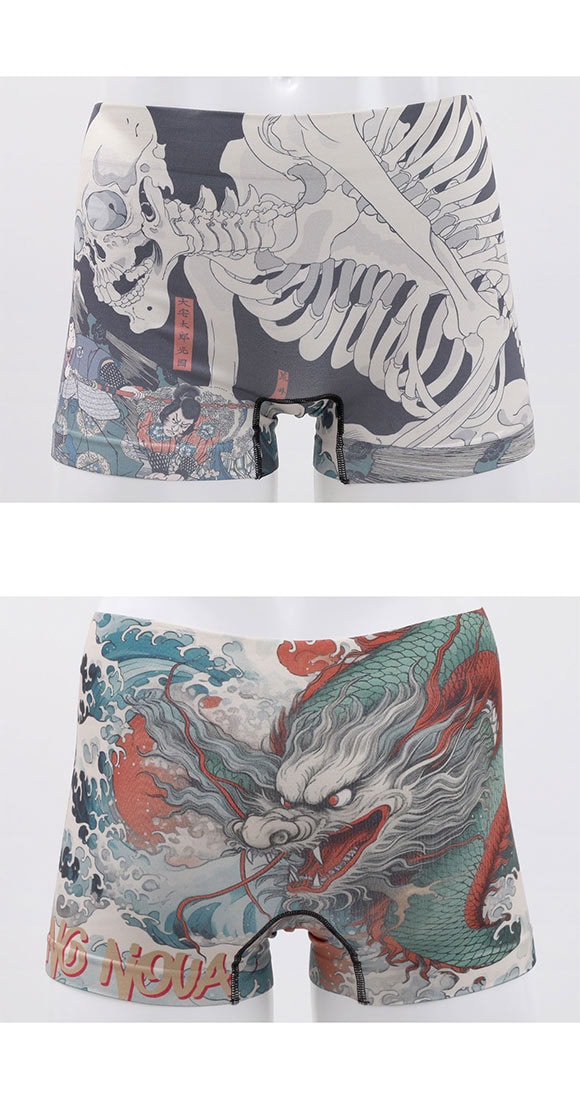 キングノバ 龍とがしゃどくろ ボクサーパンツ メンズ 前とじ M L LL ストレッチ プリント 大きいサイズ 贈り物 ギフト KING NOVA