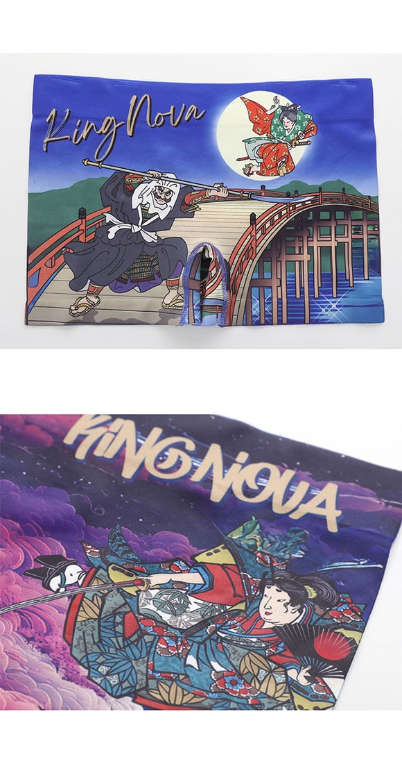 キングノバ 弁慶と牛若丸 ボクサーパンツ メンズ 前とじ M L LL ストレッチ プリント 大きいサイズ 贈り物 ギフト KING NOVA