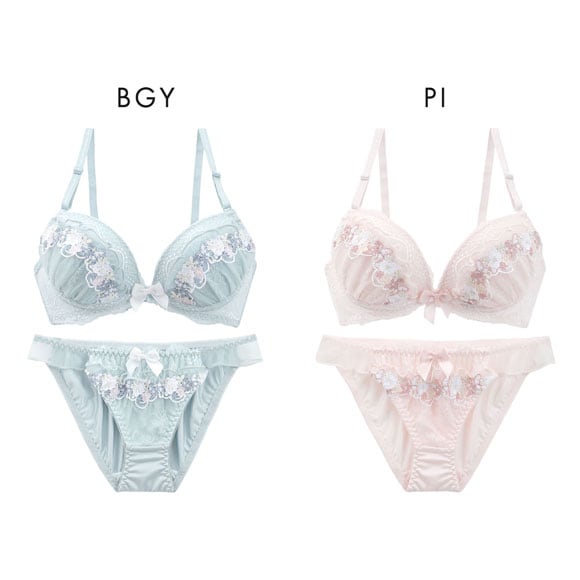 ロマンティックドール ケミカルレース ブラセット ABCD 谷間 L字 脇寄せ 盛り ブラジャー ショーツ セット PURECHERIE