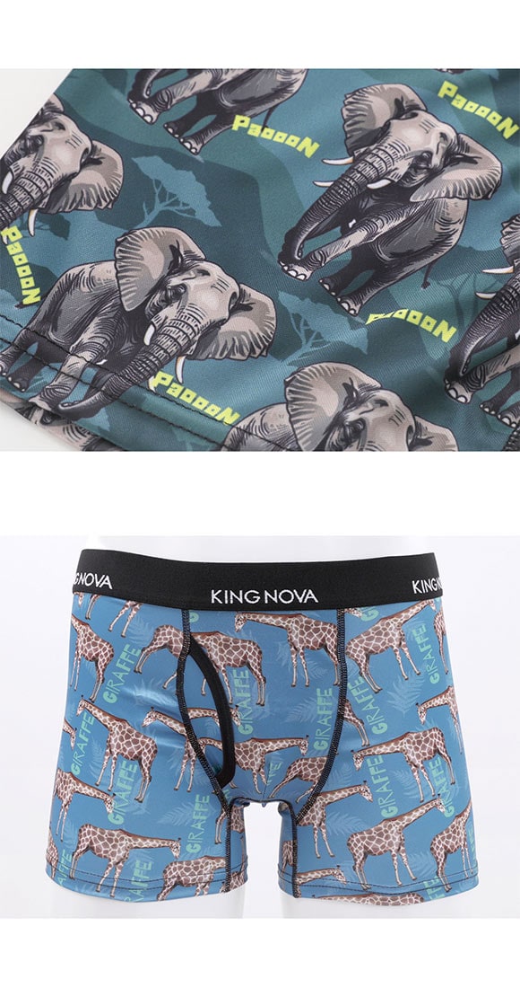 キングノバ サファリセット ボクサーパンツ 3枚組 メンズ 前あき 3点セット 3P ストレッチ プリント 大きいサイズ KING NOVA お得