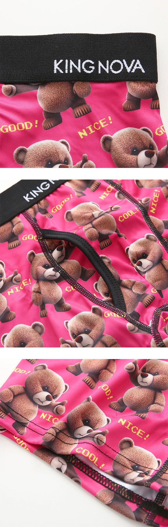 キングノバ くまセット ボクサーパンツ 3枚組 メンズ 前あき 3点セット 3P ストレッチ プリント 大きいサイズ お得 KING NOVA