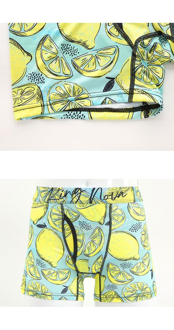 キングノバ レモン柄 冷感ボクサーパンツ メンズ 前開き M L LL 接触冷感 ひんやり 涼しい 快適 KING NOVA ストレッチ プリント
