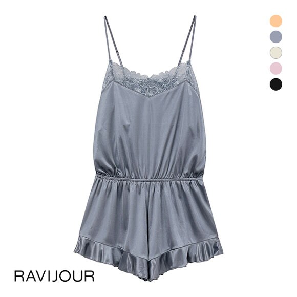 ラヴィジュール RAVIJOUR グロッシーレース ロンパース ルームウェア カップ付き パジャマ