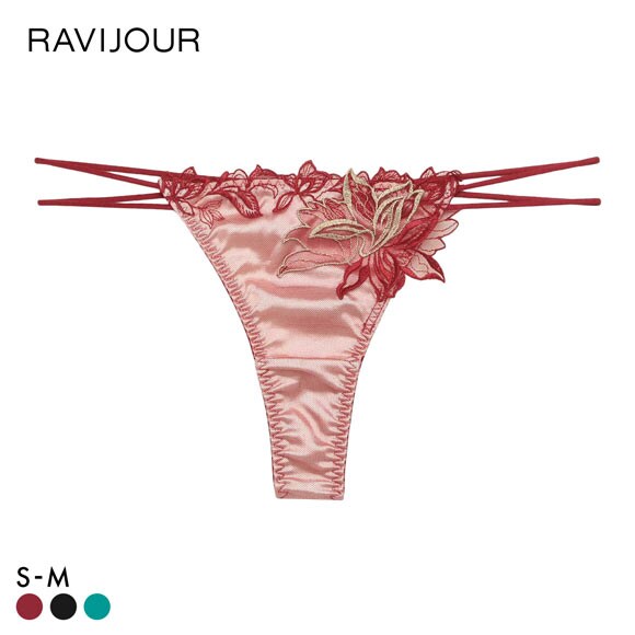 ラヴィジュール エルザ エンブロイダリーレース Tバックショーツ ソング タンガ SM セクシー バックレース 透け RAVIJOUR