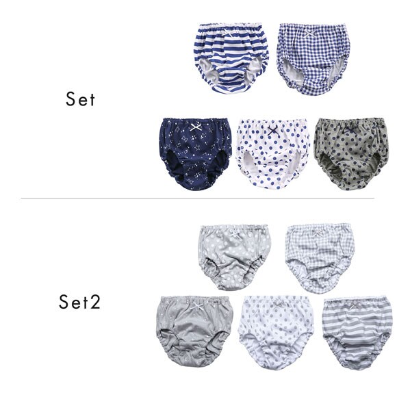 ガロー Garau ショーツ キッズ ジュニア 女の子 女児 5枚セット ドット ボーダー チェック 130 140 150 160 165