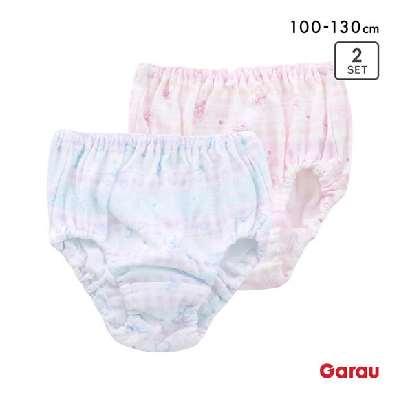 ガロー 女児 コスメ柄 綿100％ ショーツ 2枚セット 日本製 コットン キッズ ジュニア 100 110 120 130 女の子 小学生 パンツ Garau