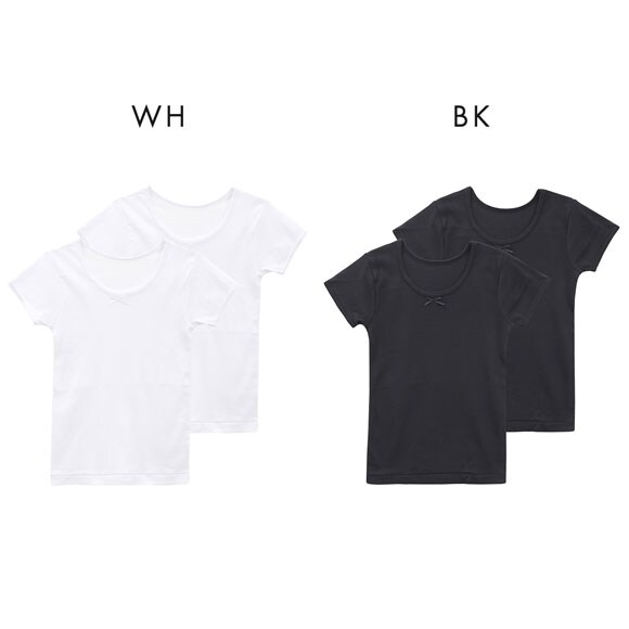 ガロー Garau 胸二重 半袖シャツ 2枚セット 綿100％ 吸水速乾 胸2重 インナー キッズ ジュニア 女の子 女子 肌着 130 140 150 160