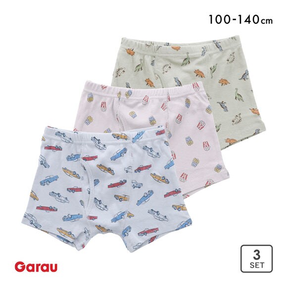ガロー 男児 ボクサーブリーフ 3枚セット キッズ ジュニア 柄物 前あき 100 110 120 130 140 Garau
