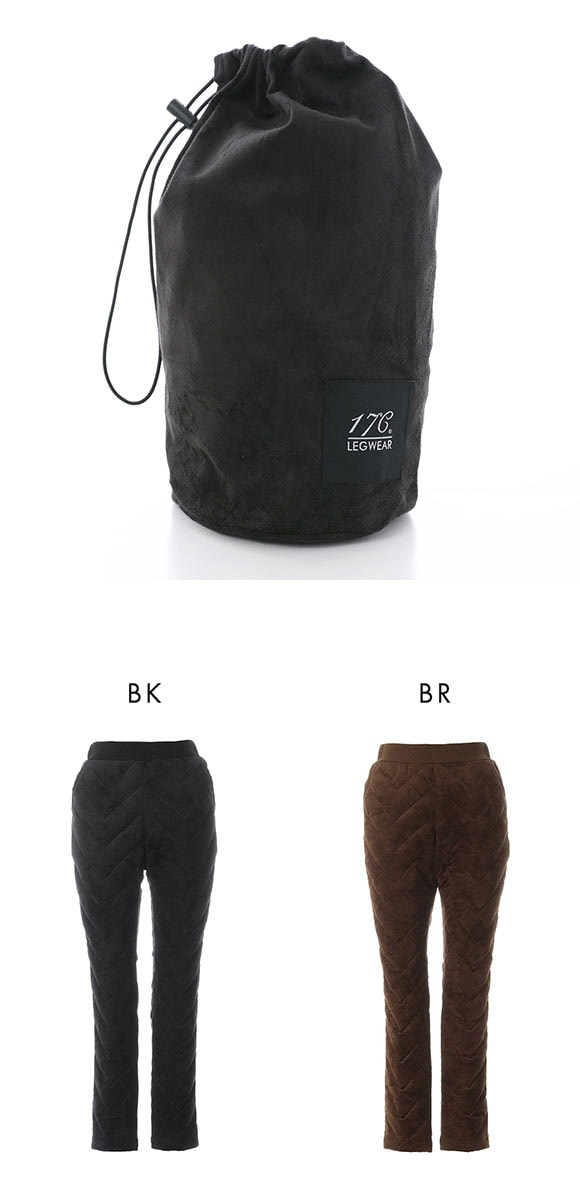 17℃ スエード調ダウンパンツ ボトムス テーパード レディース あったか 巾着付き 大きいサイズ