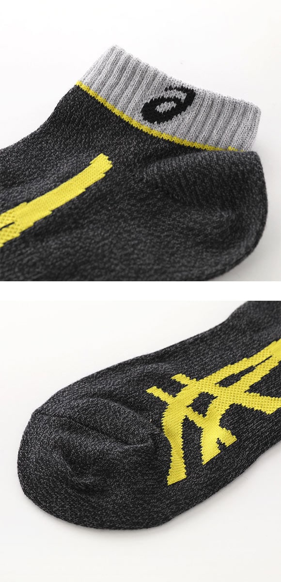 アシックス ASICS TOUGH HARD ソックス 靴下 スニーカー丈 3足組 高耐久 サポート 杢 メンズ 24-26cm 26-28cm
