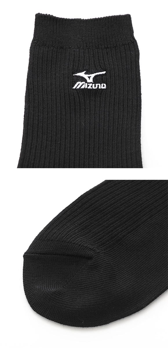 ミズノ MIZUNO ソックス 靴下 クルー丈 3足組 リブ 刺繍 高耐久 サポート メンズ 24-26cm 26-28cm 28-30cm