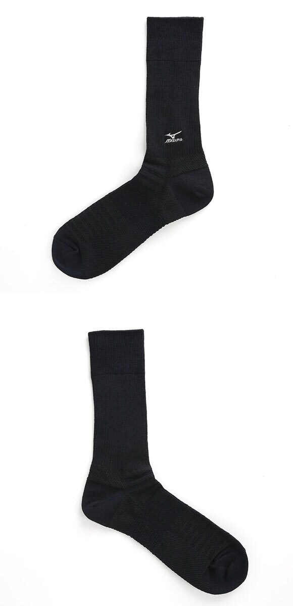 ミズノ MIZUNO 着るドラント 消臭 ソックス 靴下 クルー丈 2足組 つま先かかと補強 サポート 刺繍 25-27cm メンズ