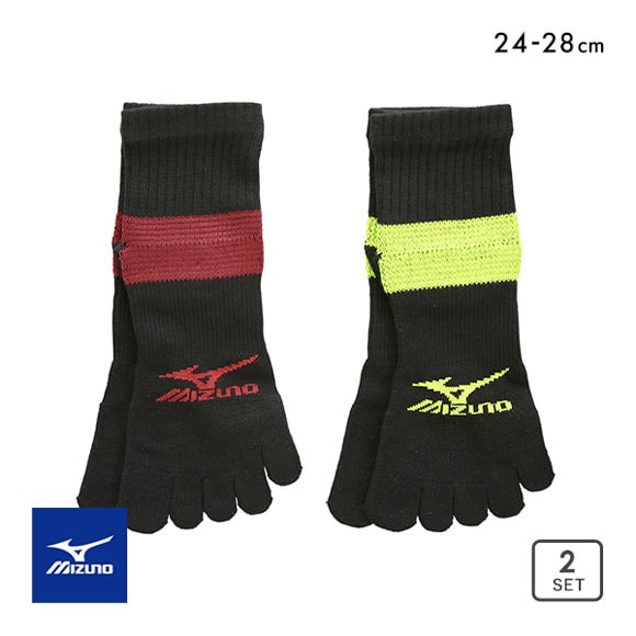 ミズノ MIZUNO WORK ソックス 靴下 ショート丈 5本指 2足組 強靭 吸汗速乾 サポート メンズ 24-26cm 26-28cm