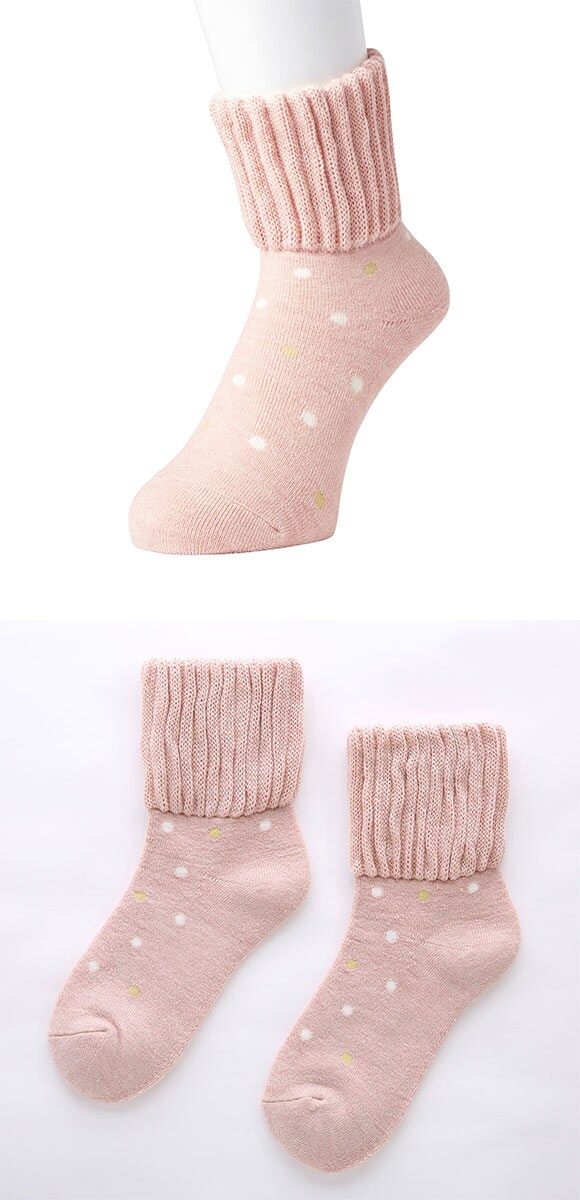 はくらく クルー丈 ソックス あったか 厚地クッション パイル 吸湿発熱 保温 お家用 靴下 レディース