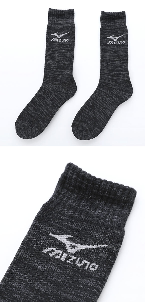 ミズノ WARM SOCKS ソックス クルー丈 3足組 あったか オールパイル 厚地 ルームソックス 靴下 メンズ 24-26cm 26-28cm