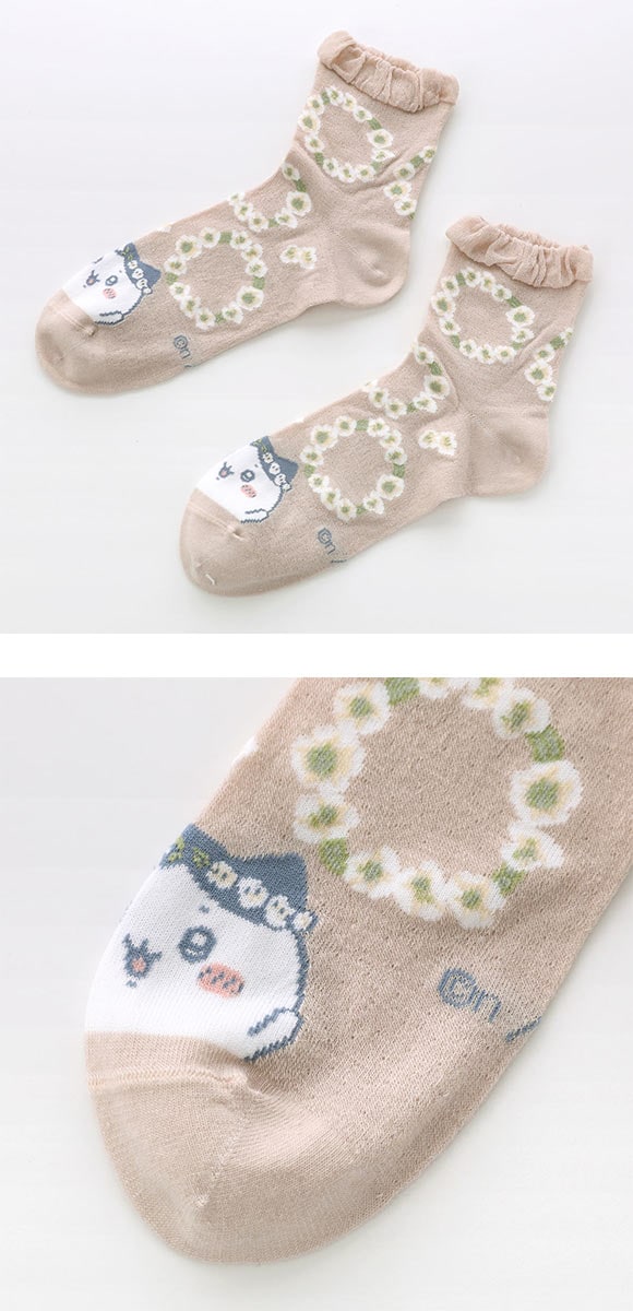ちいかわ クルー丈ソックス ハチワレ鈴蘭 レディース 靴下 ソックス 22-24cm