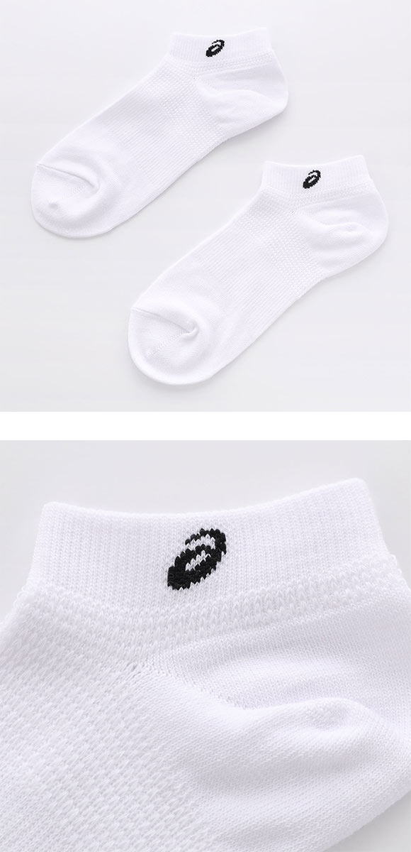 アシックス 無地 白ソックス 3足組 ASICS スニーカー丈 レディース