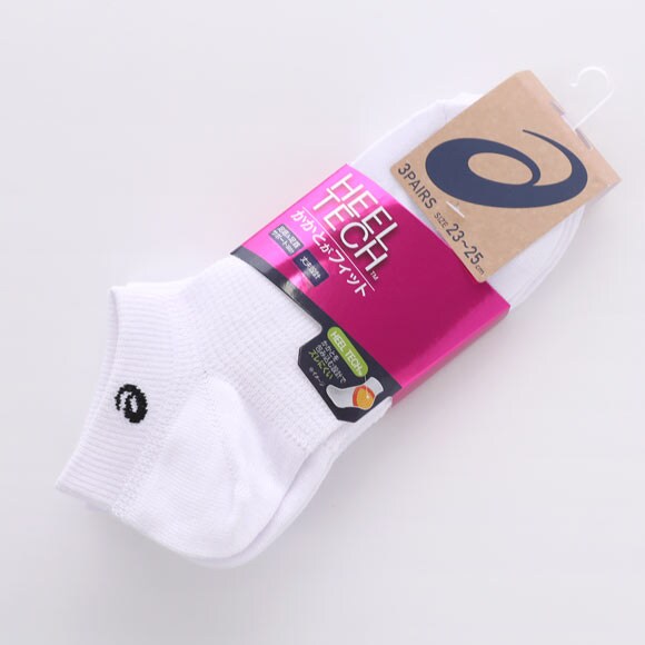アシックス 無地 白ソックス 3足組 ASICS スニーカー丈 レディース
