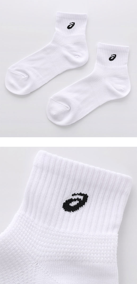 アシックス 無地 白ソックス 3足組 ASICS レディース