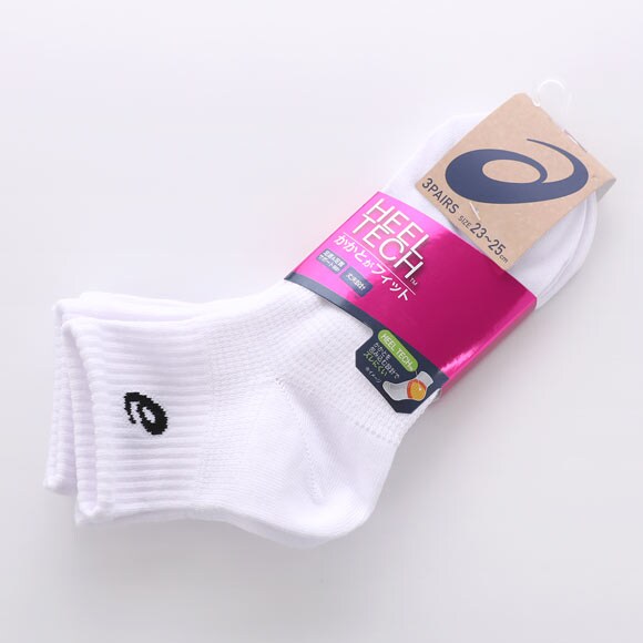 アシックス 無地 白ソックス 3足組 ASICS レディース