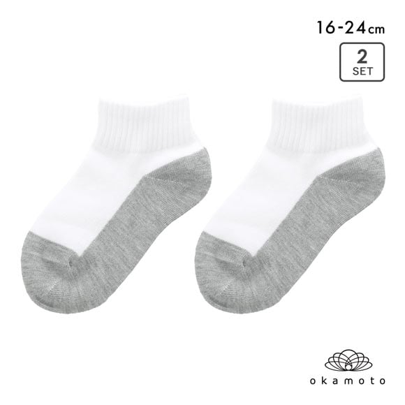 学校へ行こう スクールソックス 2足セット ショート丈 消臭 丈夫 足底切り替え キッズ 靴下 学生 16-18cm 19-21cm 22-24cm okamoto