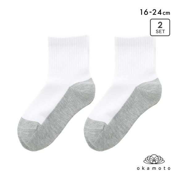 学校へ行こう スクールソックス 2足セット ショート丈 消臭 丈夫 足底切り替え 靴下 キッズ 学生 16-18cm 19-21cm 22-24cm okamoto