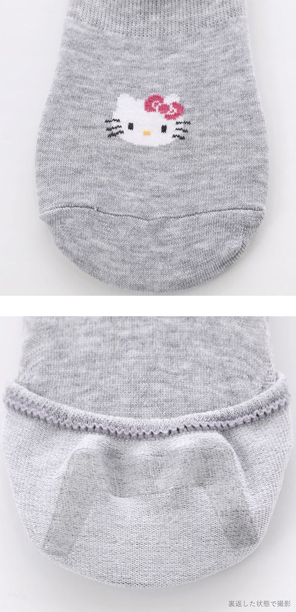脱げないココピタ サンリオ キティ フットカバー 深め 丸編み スニーカー Wサポート ソックス 靴下 23-25cm KOKOPITA