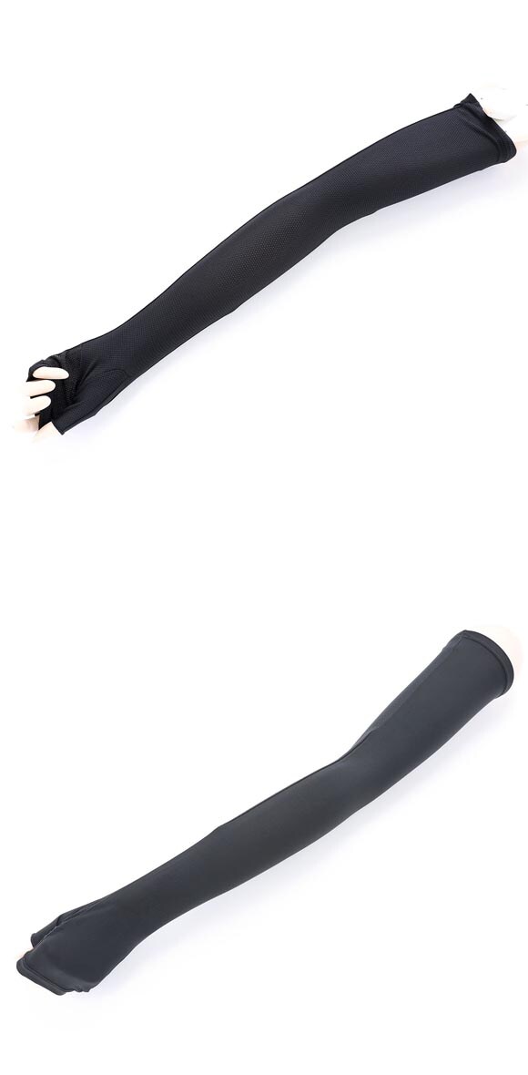 プラチナモア アームカバー ロング丈 ひんやり冷感キープ 吸水速乾 UVカット オープン 夏 日焼け対策 レディース okamoto