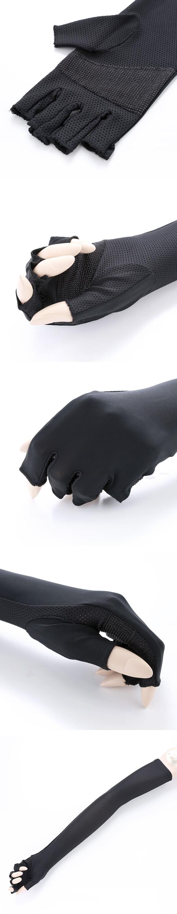 プラチナモア アームカバー ロング丈 ひんやり冷感キープ 吸水速乾 UVカット 指切 半指 夏 日焼け対策 レディース okamoto