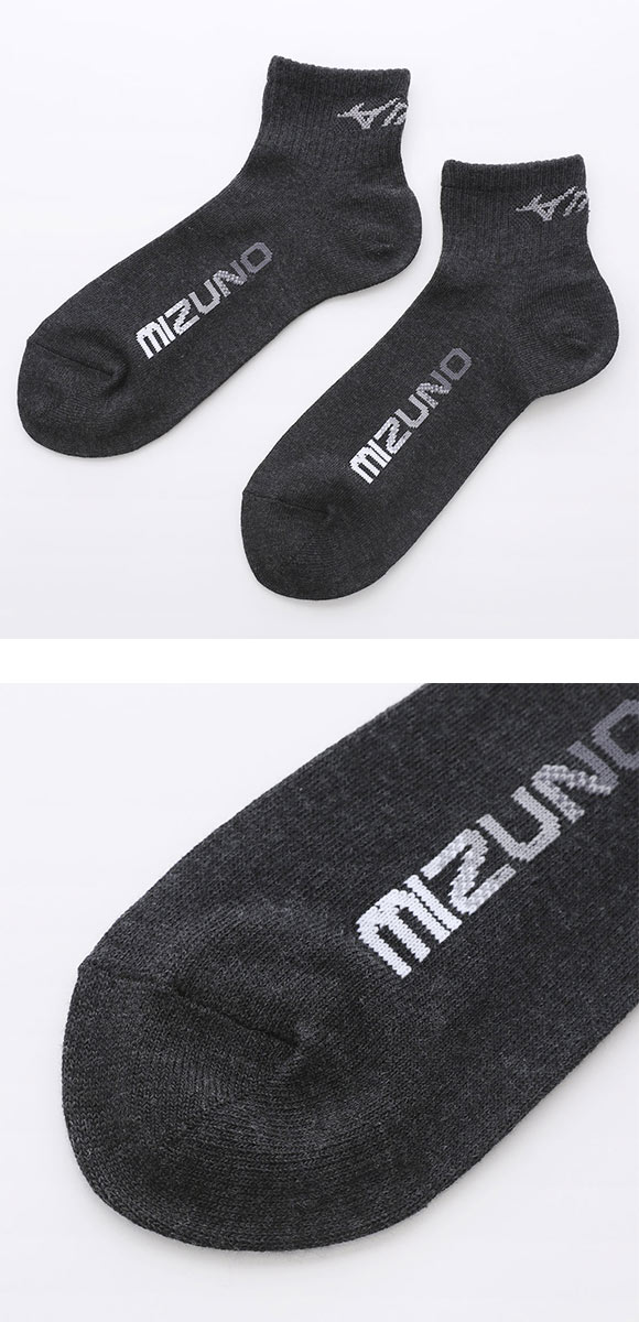 ミズノ ソックス ショート丈 3足セット 破れにくい ガチ丈夫 つま先かかと補強 グラデロゴ メンズ スポーツ 24-26cm 26-28cm 靴下 MIZUNO