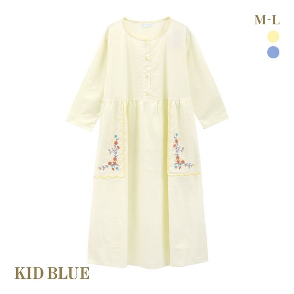 キッドブルー 25ストライプエンブ ワンピース ルームウェア パジャマ 長袖 KID BLUE