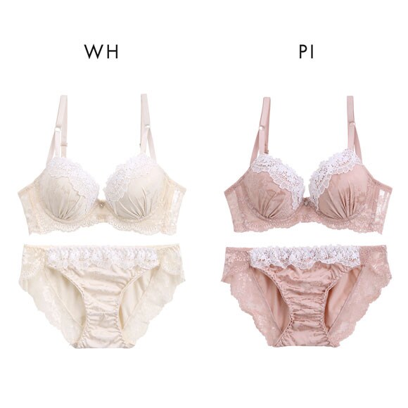 サンエイ 脇高 シルキーフラワーレース ブラセット ABCD 脇肉 はみ肉すっきり 脇寄せ ブラジャー ショーツ セット 美胸 谷間 丸胸 SANEI