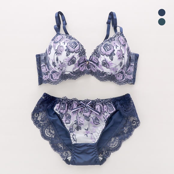 サンエイ 脇高 バイカラーローズ ブラセット ABCD 脇肉 はみ肉すっきり 脇寄せ ブラジャー ショーツ セット 美胸 谷間 丸胸 SANEI