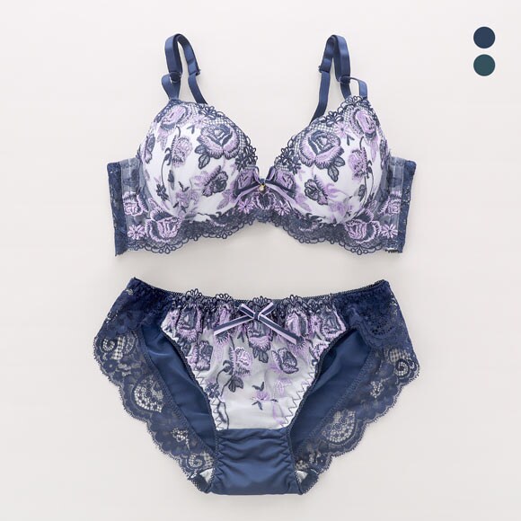 サンエイ 脇高 バイカラーローズ ブラセット EF 大きいサイズ グラマー 脇肉 はみ肉すっきり ブラジャー ショーツ セット SANEI