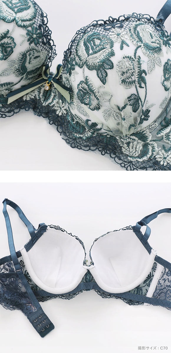 サンエイ 脇高 バイカラーローズ ブラセット EF 大きいサイズ グラマー 脇肉 はみ肉すっきり ブラジャー ショーツ セット SANEI