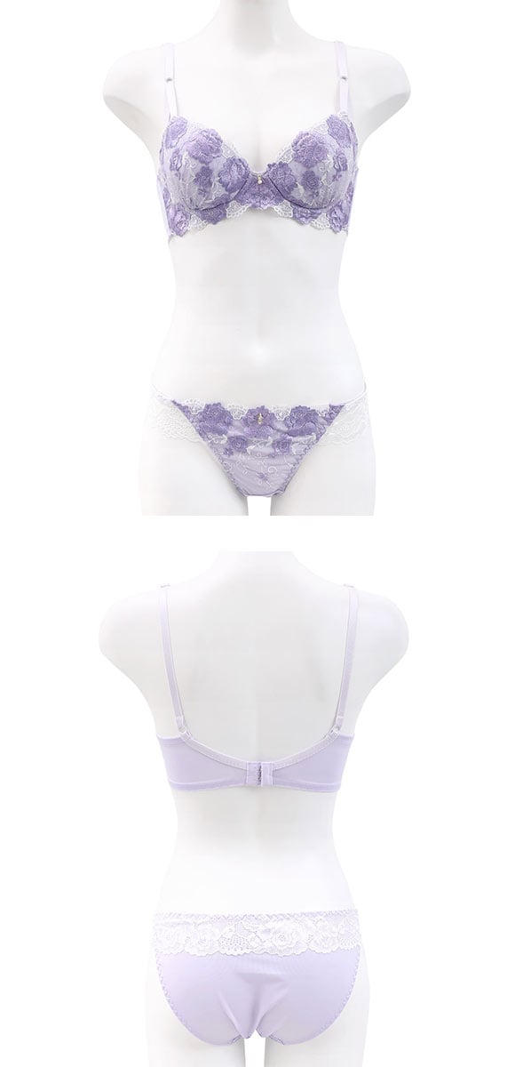 サンエイ 脇高 フェミニンローズガーデン ブラセット ABCD 脇肉 はみ肉すっきり 脇寄せ ブラジャー ショーツ セット 美胸 SANEI